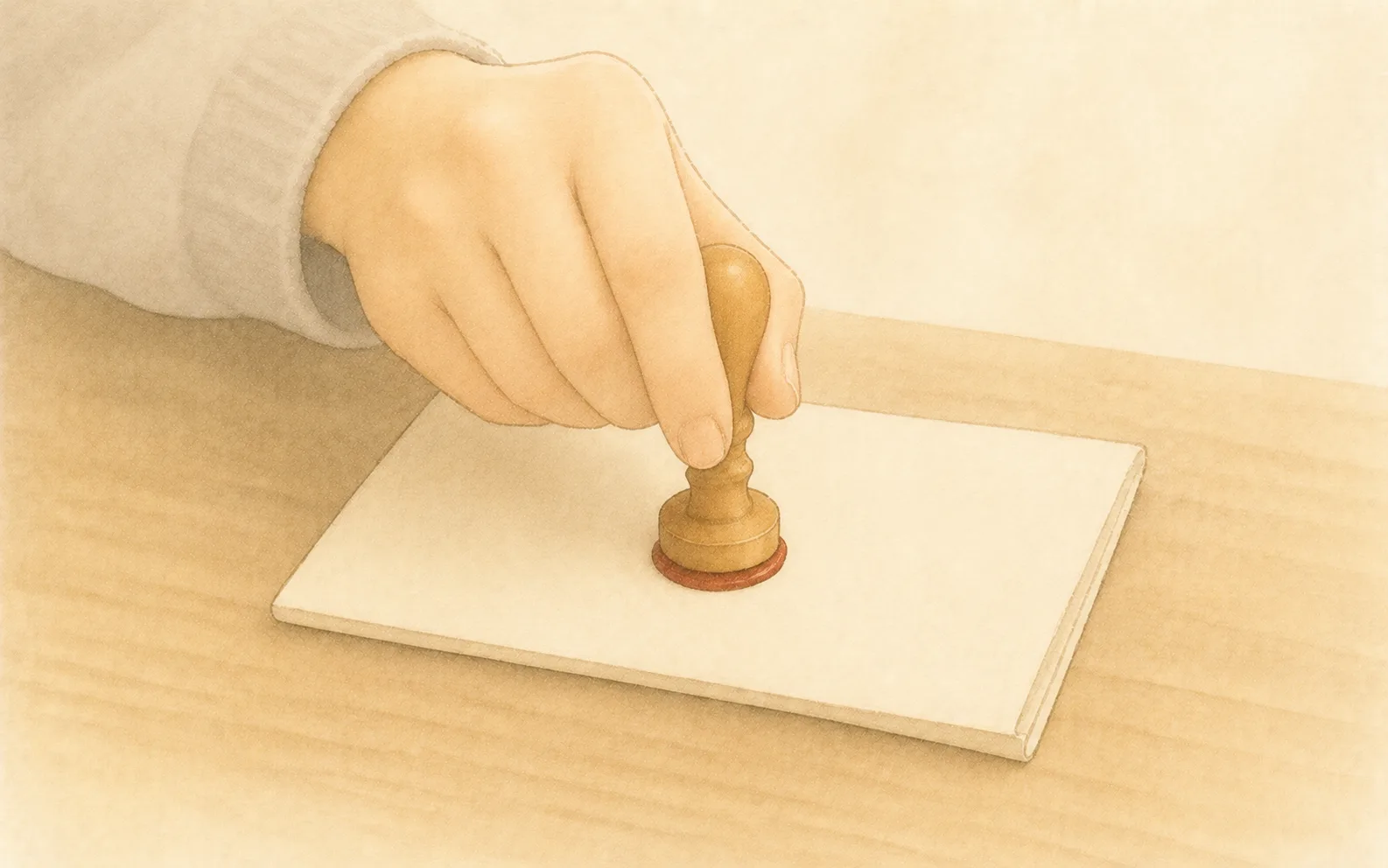 蝋印で折り紙のルールを封じる手元