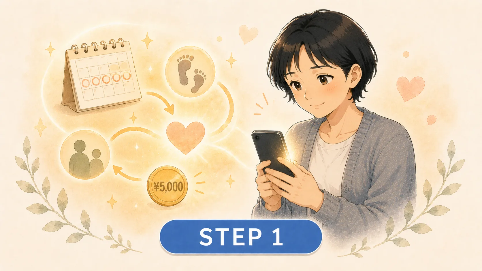 STEP 1：チャレンジを作る — 期間・目標歩数・受取人を設定